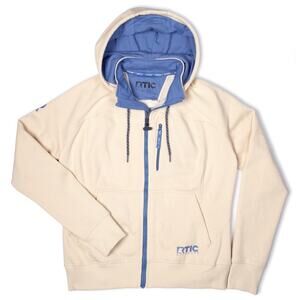 RTIC Water-Repellant Full-Zip Hoodie in Bone & Blue Sz. Small